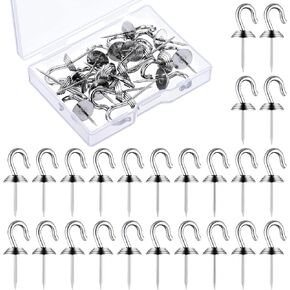 Push Pin Wall Hook Thumbtack Hooks Iron Alloy Nail Hooks for 20 lbs Home Office School Party Holiday Supply (Black, 30 Pieces)
