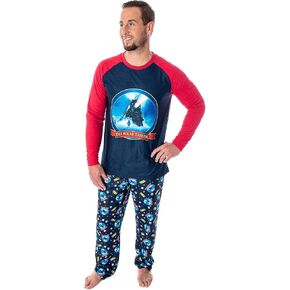INTIMO The Polar Express Train Men's Raglan Shirt And Pants 2 Piece Sleep Lounge Pajama Set