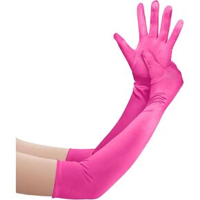 Long Opera Party Gloves for Women 1920s Satin Tea Party Gloves Costume Stretchy Elbow Length Gloves, 22"