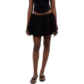 Women Bubble Mini Skirt Y2k Cute Balloon Skirt Casual Elastic Waist A Line Lantern Skirt Solid Puffball Skirt