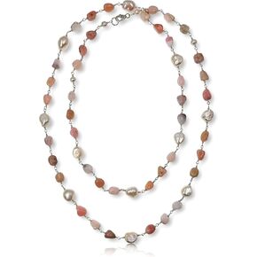 MGR Multi-color Boho Style Statement Necklace. 36" Hand Crafted and Wire Wrapped Wired Twisted Larimar, Carnelian, Citrine, Peridot & Amethyst Long.