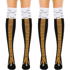 2 Pairs Chicken Leg Socks 24 Inches Crazy Novelty Thanksgiving Turkey Animal Feet Claw Knee High Chicken Stockings