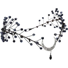 MOSTORY Crystal Fairy Crown Headband - Elf Circlet Elven Tiara Gothic Moon Headpiece for Renaissance Cosplay Photo Shoot