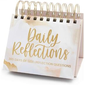 bloom daily planners Undated Perpetual Desk Easel Motivational Inspirational Standing Flip Calendar - Page a Day - (5.25" x 5.5") - Daily Mindfulness Reflection Questions