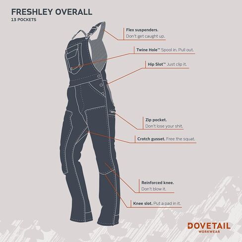 Dovetail Workwear Freshley Overalls for Women, 13 Pockets, Saddle Brown Canvas, SIZE 0x30 in Saudi Arabia