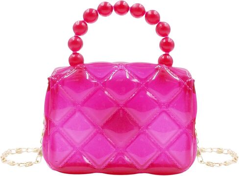 Mini Jelly Purse Candy Color Girls Transparent Crossbody Bag Cute Princess Handbags with Pearl Handle in Saudi Arabia