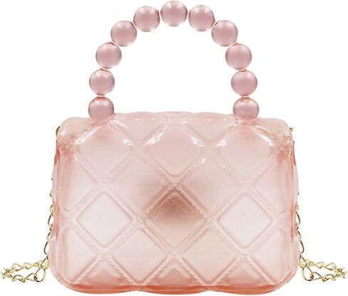 Mini Jelly Purse Candy Color Girls Transparent Crossbody Bag Cute Princess Handbags with Pearl Handle in Saudi Arabia