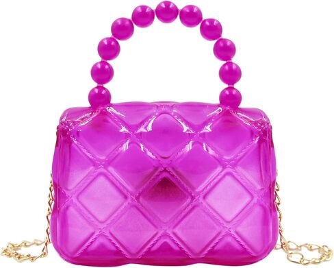 Mini Jelly Purse Candy Color Girls Transparent Crossbody Bag Cute Princess Handbags with Pearl Handle in Saudi Arabia