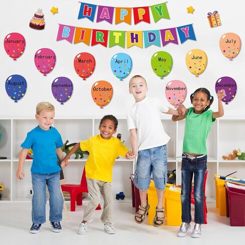 Happy Birthday Bulletin Board Set for Classroom Decorations Balloons Birthday Bulletin Board Colorful Balloons Bulletin Cutouts for Birthday Calendar Blackboard Classroom School Supplies Decor in Saudi Arabia