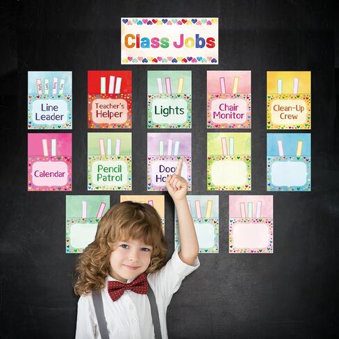 مخطط وظائف الفصل الدراسي للفصل الدراسي لوحة الإعلانات الوظيفية مجموعة مساعد وظيفة الألوان المائية لتزيين رياض الأطفال في مرحلة ما قبل المدرسة العودة إلى اللوازم المدرسية 75 قطعة in Saudi Arabia