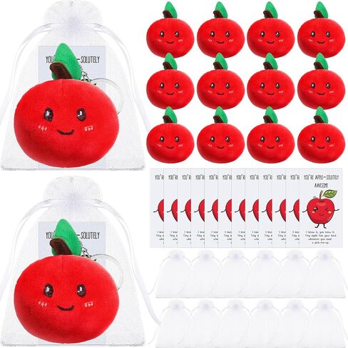 12 Pack Inspirational Fruit Appreciation Gifts Set Fruit Keychain Positive Appreciation Greeting Card and Drawstring Organza Bags Gift for Teacher Coworker (Strawberry Keychain) in Saudi Arabia