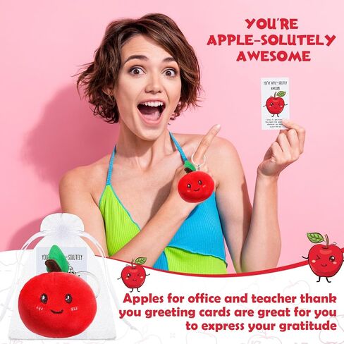 12 Pack Inspirational Fruit Appreciation Gifts Set Fruit Keychain Positive Appreciation Greeting Card and Drawstring Organza Bags Gift for Teacher Coworker (Strawberry Keychain) in Saudi Arabia