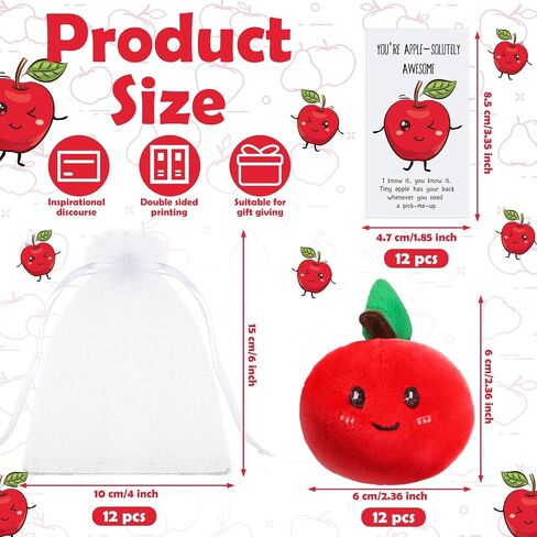 12 Pack Inspirational Fruit Appreciation Gifts Set Fruit Keychain Positive Appreciation Greeting Card and Drawstring Organza Bags Gift for Teacher Coworker (Strawberry Keychain) in Saudi Arabia
