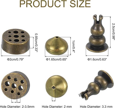 uxcell 4Pcs Flower Incense Holder, Incense Burner Holder, Lotus Multiple Hole, Cone Shape and Gourd-Shape Ash Catcher for Yoga, Meditation Bronze in Saudi Arabia