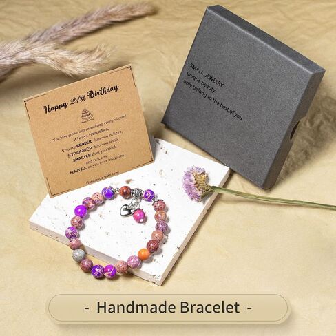 13th 16th 21st 30th 40th 50th 60th 70th Birthday Gifts for Women-Natural Stone Stretch Bracelets, Happy Birthday Gift for Daughter/Mom/Grandma/Wife/Granddaughter/Niece/friend in Saudi Arabia