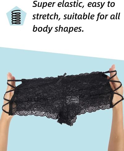 ohyeahlady Womens Lace Boyshort Panties Sexy Tangas Cheeky Lace Panties Lingerie Underwear Briefs in Saudi Arabia