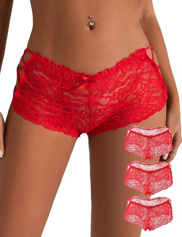 ohyeahlady Womens Lace Boyshort Panties Sexy Tangas Cheeky Lace Panties Lingerie Underwear Briefs in Saudi Arabia