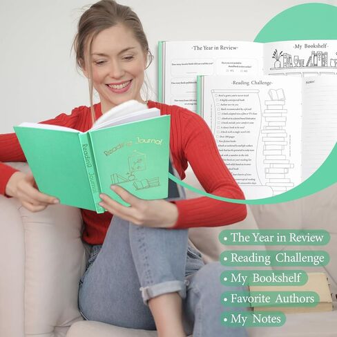 Canvas Reading Journal - The Ultimate Bookish Gift for Lovers! Track, Review, and Cherish Your Reading Adventures with 72 Detailed Book Entries & 3 Handy Bookmark Cards, Reading journal for book lover (Sage Green, 6.3x8.3") in Saudi Arabia