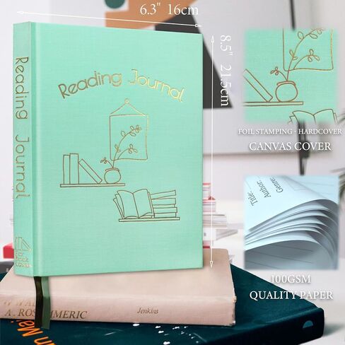 Canvas Reading Journal - The Ultimate Bookish Gift for Lovers! Track, Review, and Cherish Your Reading Adventures with 72 Detailed Book Entries & 3 Handy Bookmark Cards, Reading journal for book lover (Sage Green, 6.3x8.3") in Saudi Arabia