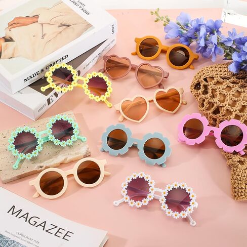Kids Round Flower Sunglasses Toddler Cute Round Polarized Sunglasses Baby Sunglasses Outdoor UV Protection in Saudi Arabia