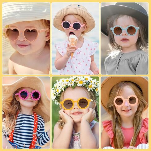 Kids Round Flower Sunglasses Toddler Cute Round Polarized Sunglasses Baby Sunglasses Outdoor UV Protection in Saudi Arabia