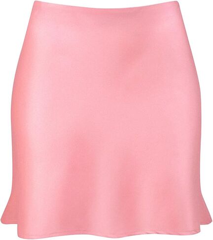 Mini Skirts for Women Satin High Elastic Waist Ruffle Bodycon Short Skirt in Saudi Arabia