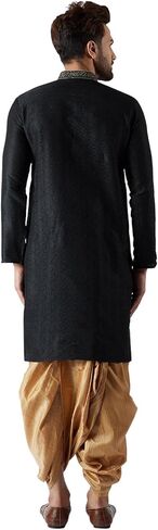 Sojanya (Since 1958, Men's Blue & Mustard Silk Dhoti Kurta Set in Kuwait