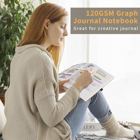 دفتر ورق الرسم البياني AHGXG - مجلة دفتر الشبكة A5، ورق رسم بياني سميك 120 جرام في المتر المربع، 160 صفحة، غلاف جلدي، للرسوم البيانية والكتابة والرياضيات والهندسة، 5.75 بوصة × 8.38 بوصة - أخضر داكن in Kuwait