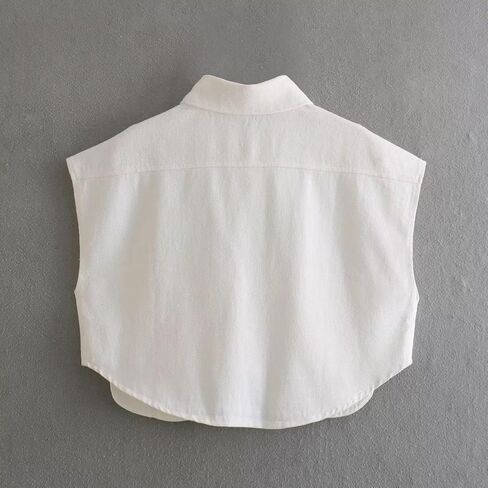 سترة جينز نسائية من كيسونيك بدون أكمام، سترة جينز بأزرار سفلية، جيوب مزدوجة، صدرية قصيرة مزخرفة (أبيض-S) in Kuwait