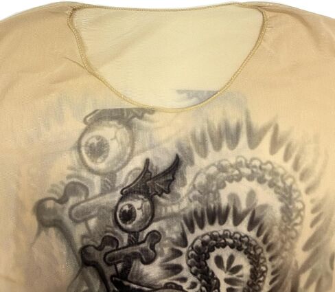 Men's Mesh Fake Tattoo Print Long Sleeve T-Shirt Tribal Inspired Tops Party Cosplay Clubwear in Kuwait