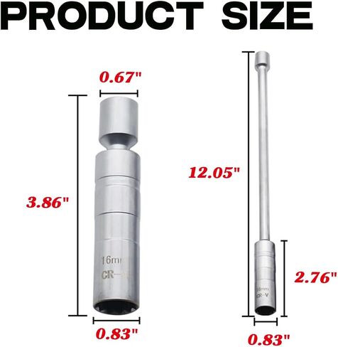 مقبس توصيل شرارة دوار مغناطيسي للسيارة، 14 مم للسيارات 3/8 بوصة محرك 12 بوصة ممتد رفيع الجدار مقبس توصيل شرارة مع أداة إزالة احترافية 12 نقطة، عالمية لمعظم المركبات in Kuwait