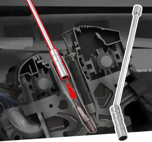 مقبس توصيل شرارة دوار مغناطيسي للسيارة، 14 مم للسيارات 3/8 بوصة محرك 12 بوصة ممتد رفيع الجدار مقبس توصيل شرارة مع أداة إزالة احترافية 12 نقطة، عالمية لمعظم المركبات in Kuwait