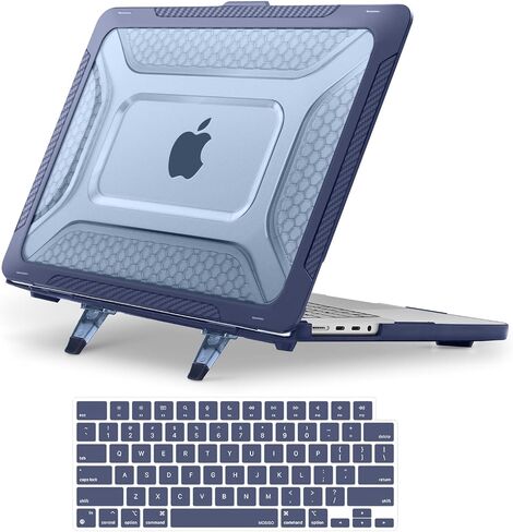 MOSISO Compatible with MacBook Pro 16 inch Case 2024-2021 Release M3 A2991 M2 A2780 M1 A2485, Honeycomb Shockproof Heavy Duty TPU Bumper Plastic Hard Case with Fold Kickstand&Keyboard Cover, Black in Saudi Arabia