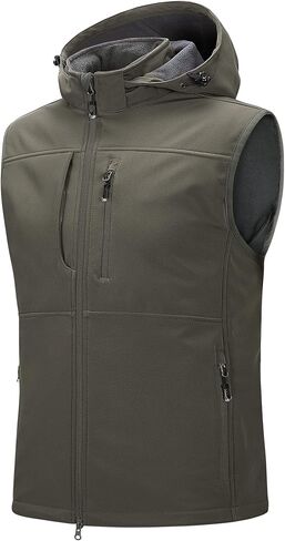 33,000ft Men's Lightweight Softshell Vest Hooded Outerwear Zip Up Fleece Lined Windproof Sleeveless Jacket for Golf Running in Saudi Arabia
