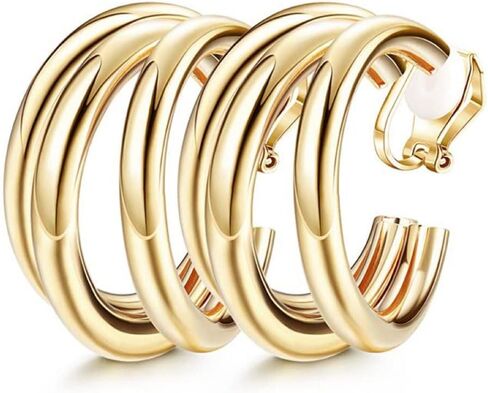 Aloha Earrings Non Pierced Gold Tone Clip On Hoop Earrings in Saudi Arabia