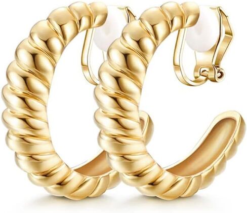 Aloha Earrings Non Pierced Gold Tone Clip On Hoop Earrings in Saudi Arabia