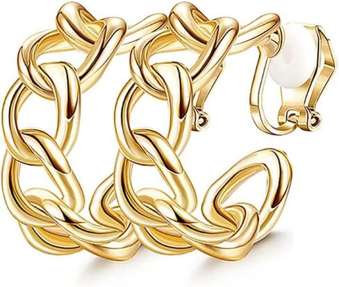 Aloha Earrings Non Pierced Gold Tone Clip On Hoop Earrings in Saudi Arabia