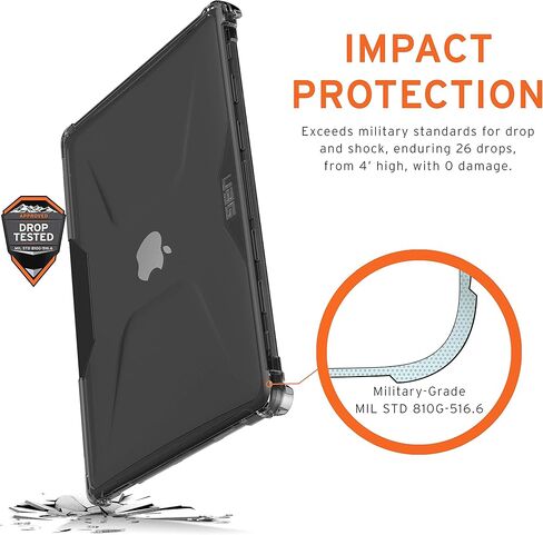 UAG مصمم لجهاز MacBook Pro 13 بوصة 2020-2021 M1، 2022 M2 (A2289، A2251 & A2338) غطاء كمبيوتر محمول Plyo شفاف شفاف، خفيف الريش، متين عسكريًا تم اختباره من قبل URBAN ARMOR GEAR in Kuwait