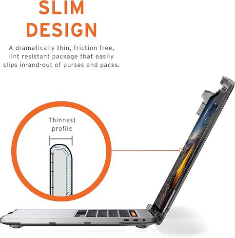 UAG مصمم لجهاز MacBook Pro 13 بوصة 2020-2021 M1، 2022 M2 (A2289، A2251 & A2338) غطاء كمبيوتر محمول Plyo شفاف شفاف، خفيف الريش، متين عسكريًا تم اختباره من قبل URBAN ARMOR GEAR in Kuwait