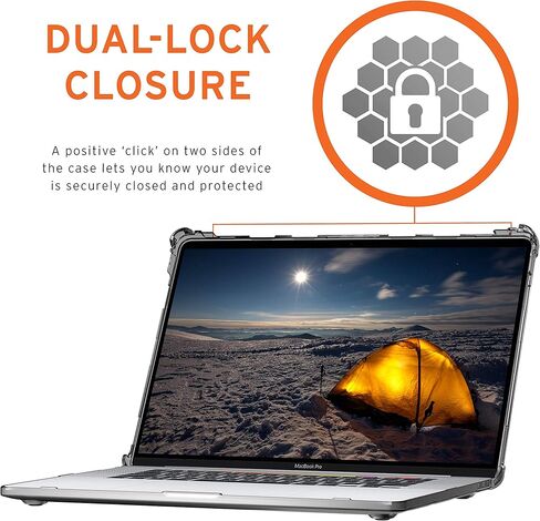 UAG مصمم لجهاز MacBook Pro 13 بوصة 2020-2021 M1، 2022 M2 (A2289، A2251 & A2338) غطاء كمبيوتر محمول Plyo شفاف شفاف، خفيف الريش، متين عسكريًا تم اختباره من قبل URBAN ARMOR GEAR in Kuwait