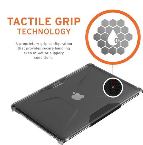 UAG مصمم لجهاز MacBook Pro 13 بوصة 2020-2021 M1، 2022 M2 (A2289، A2251 & A2338) غطاء كمبيوتر محمول Plyo شفاف شفاف، خفيف الريش، متين عسكريًا تم اختباره من قبل URBAN ARMOR GEAR in Kuwait
