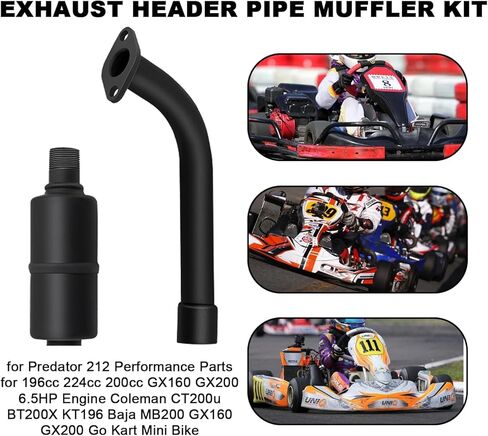 Exhaust Muffler Silencer Pipe with Heat Exhaust Wrap for Predator 212 Performance Parts for Predator 196cc 224cc 200cc 6.5HP Honda GX160 GX200 Engine Coleman CT200u BT200X Go Kart Mini Bike Exhaust in Kuwait