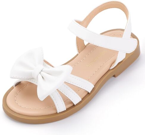 PANDANINJIA Girls Sandals Toddler Little Kids Open Toe Bows Summer Flats Dress Sandals Shoes in Saudi Arabia