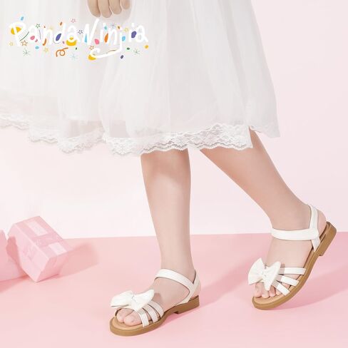 PANDANINJIA Girls Sandals Toddler Little Kids Open Toe Bows Summer Flats Dress Sandals Shoes in Saudi Arabia