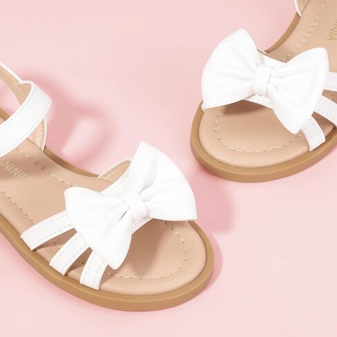 PANDANINJIA Girls Sandals Toddler Little Kids Open Toe Bows Summer Flats Dress Sandals Shoes in Saudi Arabia