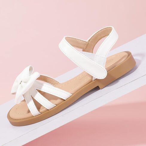 PANDANINJIA Girls Sandals Toddler Little Kids Open Toe Bows Summer Flats Dress Sandals Shoes in Saudi Arabia