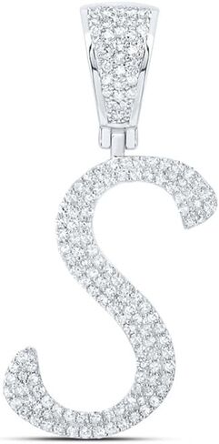 قلادة من الذهب الأصفر أو الأبيض أو الوردي عيار 10 قيراط من Jewels By Lux للرجال مصنوعة من الألماس المستدير والحرف الأول S 5/8 Cttw in Saudi Arabia