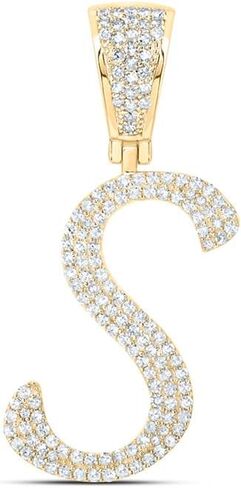 قلادة من الذهب الأصفر أو الأبيض أو الوردي عيار 10 قيراط من Jewels By Lux للرجال مصنوعة من الألماس المستدير والحرف الأول S 5/8 Cttw in Saudi Arabia