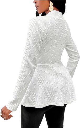 Milumia Women's Textured Ruffle Hem Blazer Single Button Shawl Collar Long Sleeve Jacket in Saudi Arabia