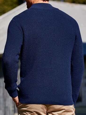 Runcati Mens Stand Collar Sweater Knitted Quarter Button Pullover Casual Thermal Henley Sweaters in Kuwait